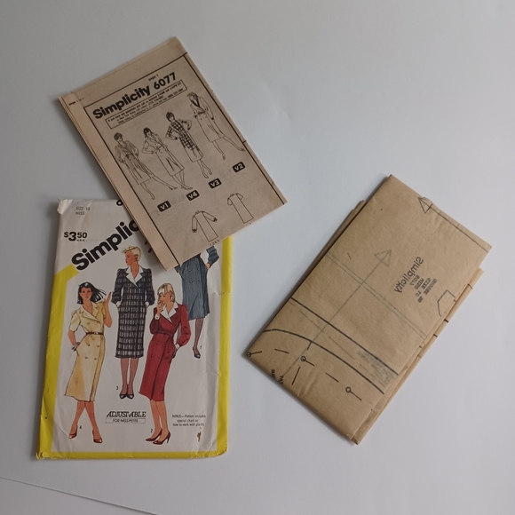 Simplicity Adjust-Able Dresses Sewing Pattern Size 10 Miss #6077 -80s Uncut - Picture 2 of 5